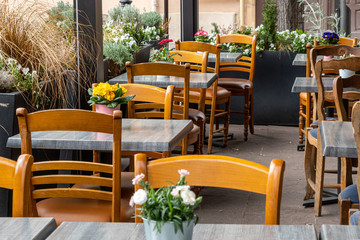 Restaurant terrace in Colmar, France