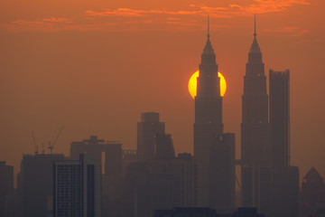 Cloudy sunset view over down town Kuala Lumpur.