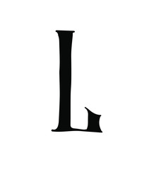 Latin letter L. Vector. Logo for the company. Icon for the site. Separate letter from the alphabet. Gothic neo-Russian ancient style of 17-19 centuries.