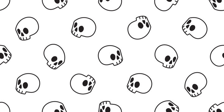 skull Halloween seamless pattern vector bone scarf isolated ghost repeat wallpaper tile background cartoon illustration doodle design