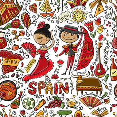 Travel to Spain. Seamless pattern for your design