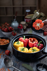 Stuffed peppers with minced meat. Cooking process
