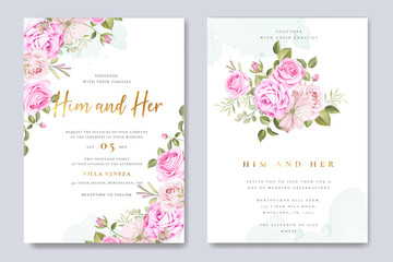 wedding card design with floral frame template