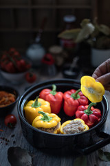 Stuffed peppers with minced meat. Cooking process
