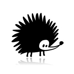 Funny hedgehog, black silhouette for your design © Kudryashka