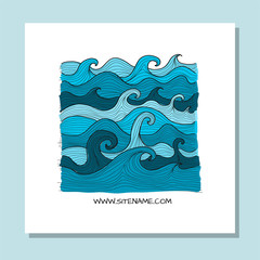 Book cover design. Sea waves background