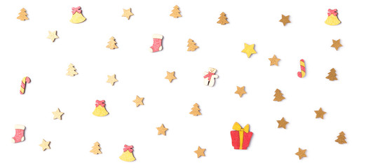 Christmas pattern background with festive gold decorations
