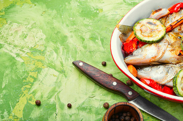 Grilled fish with vegetable