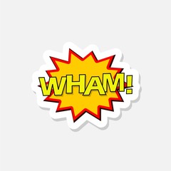 Wham comic sound effects sticker icon. Business concept wham
