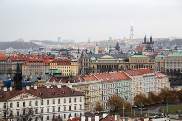 Fototapeta na wymiar Panorama of Stare Mesto district in Prague 