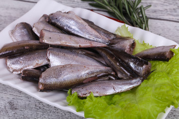 Anchovy fish snack in the bowl