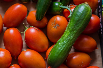 Fresh red tomatoes. Food from nature. Fresh vegetables from the garden.