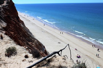 La falaisia plage avec ses falaises ocres du Portugal