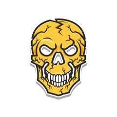 yellow head skull vector illustration