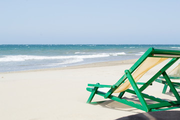 chairs and umbrella on the beach