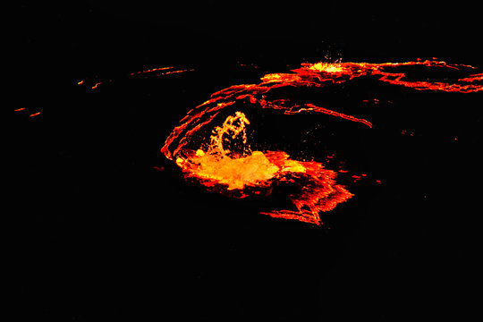 Erta Ale volcano crater, melting lava splash, Danakil depression Ethiopia