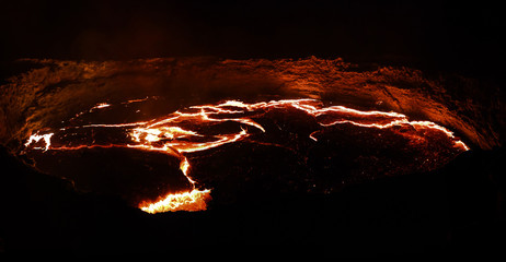 Erta Ale volcano crater, melting lava, Danakil depression, Ethiopia © homocosmicos