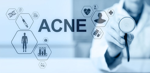Acne diagnosis medical and healthcare concept Doctor with stethoscope.
