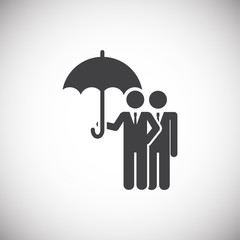 Umbrella icon on background for graphic and web design. Simple illustration. Internet concept symbol for website button or mobile app.