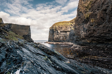 Entrance to Whaligoe Harbour in Caithness in Scotland