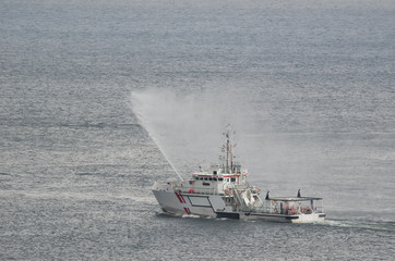 SAFETY AT SEA - Search And Rescue boat in action at sea