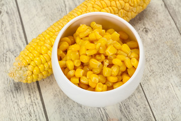 Young corn seeds in the bowl