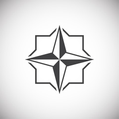 Windrose icon on background for graphic and web design. Simple illustration. Internet concept symbol for website button or mobile app.