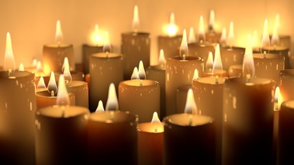 Candle lit ceremonial ritual mixture of sizes