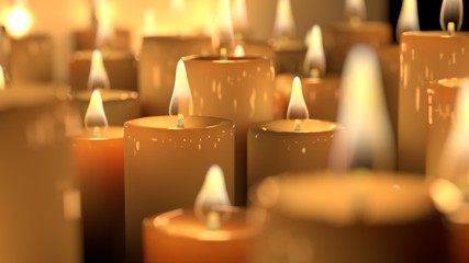 Candle lit ceremonial ritual mixture of sizes