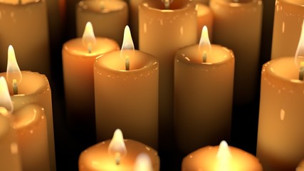 Candle lit ceremonial ritual mixture of sizes