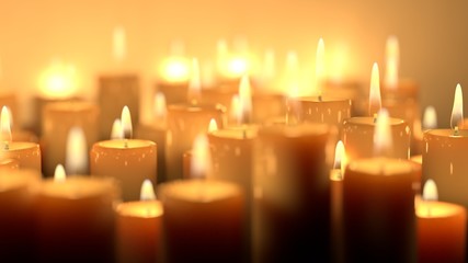 Candle lit ceremonial ritual mixture of sizes