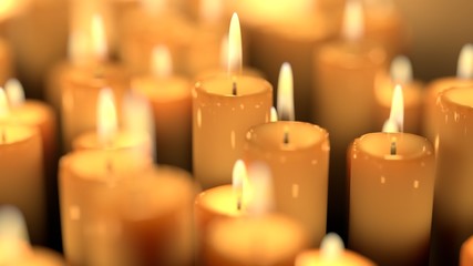 Candle lit ceremonial ritual mixture of sizes