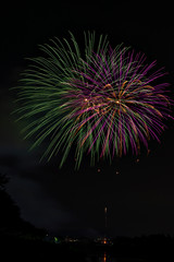 Fototapeta na wymiar A display of fireworks at Sanda city, Hyogo, Japan