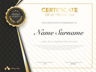 diploma certificate template black and gold color with luxury and modern style vector image.