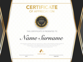 diploma certificate template black and gold color with luxury and modern style vector image.