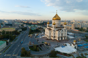 Fototapeta premium aerial view of the Christ the Savior Cathedral in Moscow