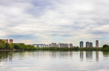 Residential quarters of the Strogino district beyond the Moscow River