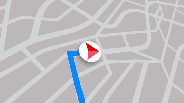 GPS navigation concept. Arrow moving forward on a map. Seamless loop.