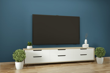 Fototapeta na wymiar Tv cabinet in zen modern empty room janapese minimal designs, 3d rendering