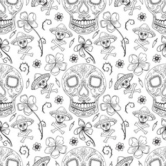 Seamless pattern Day of The Dead Dia de los muertos