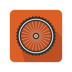 Silhouette of a bicycle wheel illustration on color background