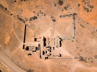 Bird's eye Drone picture of the Kanyan Station Ruins near the Flinders Range in South Australia