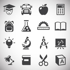 School related icons set on background for graphic and web design. Simple illustration. Internet concept symbol for website button or mobile app.