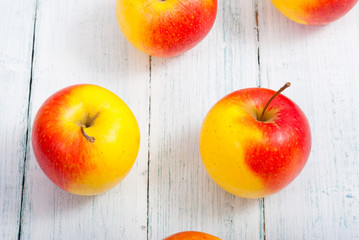 apple fruits on old white wooden table