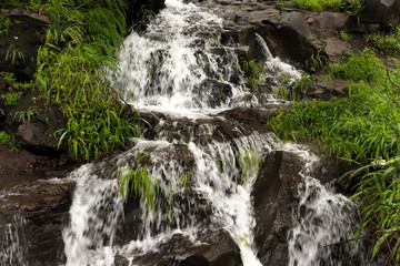 Waterfall mountain view close up