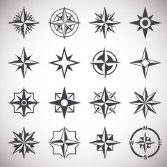 Windrose icons set on background for graphic and web design. Simple illustration. Internet concept symbol for website button or mobile app.