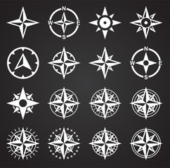 Windrose icons set on background for graphic and web design. Simple illustration. Internet concept symbol for website button or mobile app.