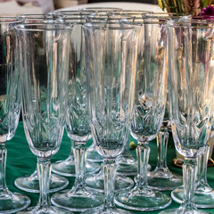 Champagne glass extended transparent festive set bar preparation for holidays decor