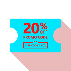 Gift card. Promo code.Illustration Gift Voucher with Coupon Code