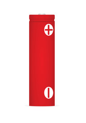 Red lithium ion battery. vector illustration